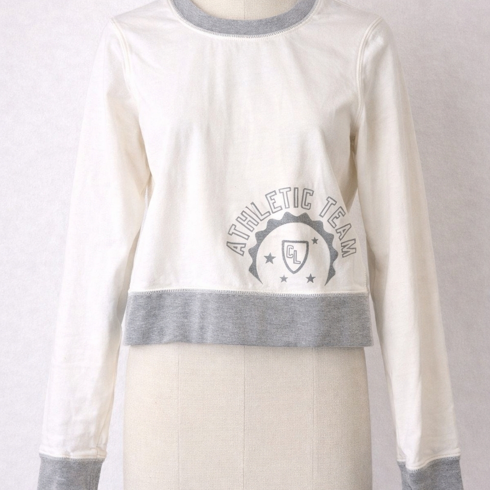 Boston Proper White and Gray Sweatshirt